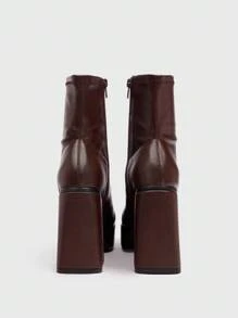 Women's Thick-Soled Fashion High Heel Waterproof Platform Ankle Boots For Spring Spring Break Easter For Christmas - Coffee Brown - View 5