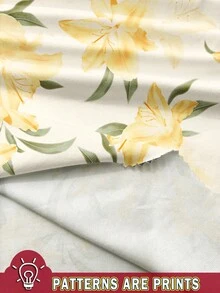 Soleia 3 件套女士休闲度假不对称领口褶皱不对称下摆修身衬衫，黄色花卉印花 - 彩色 - 查看 3