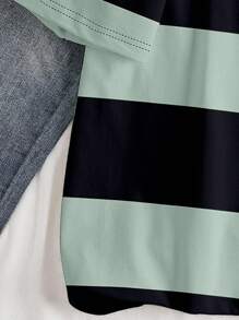 Claim Dot 男士休闲条纹T恤，时尚百搭，适合外出、上学和居家 - 彩色 - 查看 4