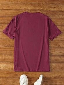 Manfinity NXTstreet Men Cotton Round Neck Graphic Print Tee, Summer, Couple Things - Maroon - View 2