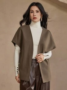 DAZY Abrigo elegante y minimalista de moda para mujer, chaqueta de otoño/invierno para uso casual y de oficina