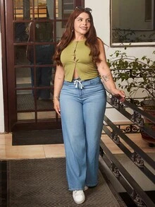 Lupita Cardoza Lupita Cardoza Áo ba lỗ dệt kim Jacquard màu xanh quân đội dành cho nữ có nút bướm trang trí và xẻ tà bên hông, trang phục năm mới cho nữ, quần áo mùa đông cho nữ, trang phục sinh nhật cho nữ, trang phục phương Tây cho nữ, áo tiệc ngày lễ - màu xanh lá - Xem 6
