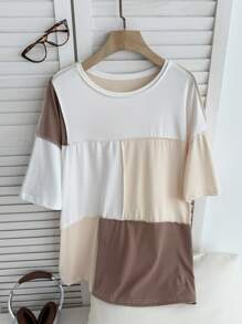 Comfortcana Plus Colour Block Drop Shoulder Tee - Multicolor - View 1