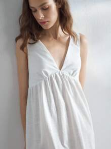 Ocili 女士假日季节休闲柔软棉质半透明睡袍娃娃裙 - 白色 - 查看 3