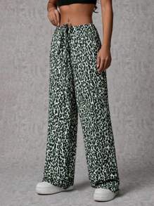 SHEIN Tall Tall Ladies Low Elastic Waistband With Leopard Design - Multicolor - View 4