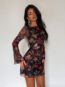 EgrlEra 女式印花性感复古简约迷你连衣裙 - 彩色 - 查看 5