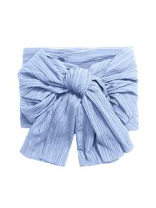 Irokai Women's Solid Color Bow Decor Ruched Yukata - Blue - View 1