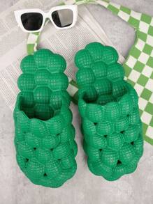 SHUZIA Massage Ball Closed Toe Slippers Christmas Holiday Vacay Vibe For Fall And Winter - Green - View 3