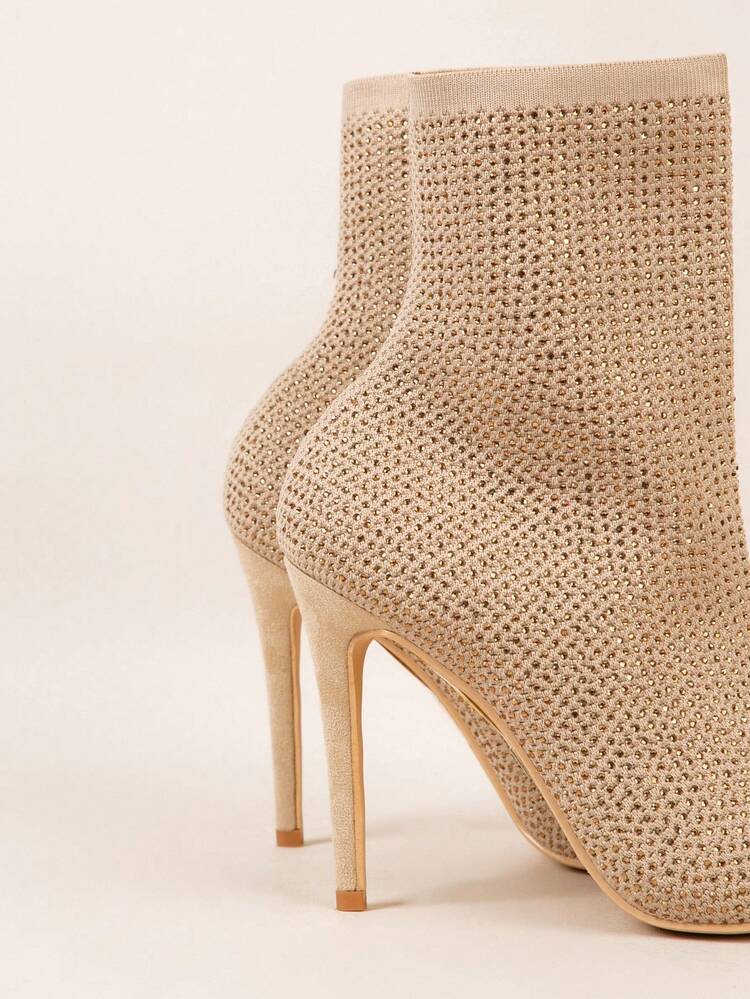 Knit Pointy Toe Stiletto Heel Ankle Booties Mother's Day Present