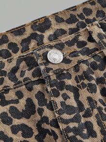 SHEIN Frenchy 女士时尚豹纹牛仔迷你裙，夏季 - 彩色 - 查看 3