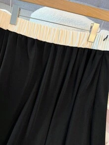 GlowEve CURVE Chân váy chữ A xếp ly họa tiết màu đen và màu mơ phong cách Trung Hoa mới dành cho người đi làm thanh lịch cỡ lớn - Nhiều màu - Xem 3