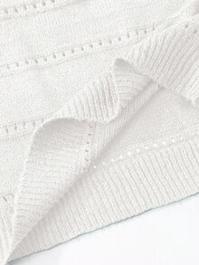 EMERY ROSE Solid Color Crew Neck Casual Pullover Sweater - White - View 4