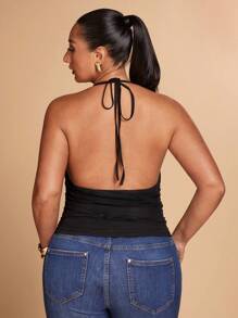 SHEIN BAE Plus Size Casual Minimalist Draped Neck Blue Floral Print Tie Front Fitted Blouse, Suitable For Vacation, Beach, Spring Break Girls Trip, Back To School Beach Wear/Tank Top/Holiday Vest, Suitable For Early Autumn/Back To School/Going Out /Festival Outfits Women/Autumnfall/Wedding Guest Dress Women Plus Size/Formal Dresses For Women/Top For Women Elegant/Summer Top /Birthday Cami/Homecoming Top/Off Shoulder/Halloween Costume/Club Outfits Women Sexy/Christmas/Plus Size Top/Red Top