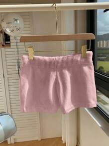 Comfortcana Pantalones de sudadera ajustados de color rosa casual con mini logo bordado para mujer - Rosa - Ver 2