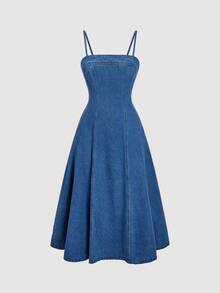 Sweetra Casual Elegant Women Denim Dress