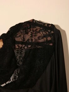 DelicateAllure 女士性感蕾丝吊带裙 - 黑色 - 查看 6