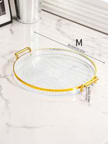 SHEIN 1 件钻石纹理双层/单层托盘带手柄，现代双手柄托盘，适用于家庭 - 無色 - 查看 10