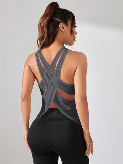 Slayform Women's Solid Color Criss-Cross Back Racerback Sports Tank Top Criss Cross Workout Tops For Women Open Back Workout Top Workout Tops Backless Open Back Gym Tops Active Tops Criss Cross Back Women Workout Top Backless Workout Top Gym Tops For Women Gym Tops For Women Criss Cross Open Back Athletic Top Women Workout Top Criss Cross Back Workout Top Women Workout Top Criss Cross Gym Top
