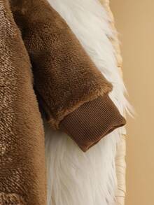 Newborn Baby Plush Brown Bear Hooded Romper, Thick Fleece Jumpsuit, Unisex Cute & Funny Loose Soft Baby Clothing, Suitable For Boys And Girls, Everyday Wear Or Outings, 0-9 Months Fall Winter - Brown - View 6