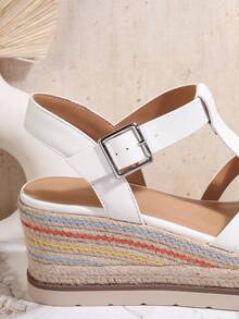 SHUZIA Women's Chunky Heeled Platform Sandals - White - View 4