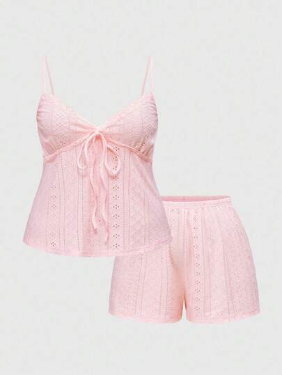 Kawaii Ensemble de pyjama femme grande taille en dentelle et patchwork, débardeur et short, été