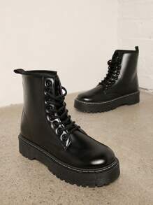 SHUZIA Women Shoes Round Toe Block Heel Black Chelsea Boots Women Mid-Calf Heel Boots - Black - View 4