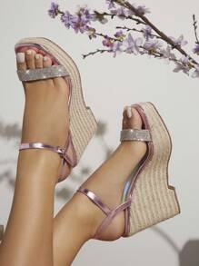 SHUZIA Women's Wedge Heel Thick Bottom Sandals - Pink - View 2