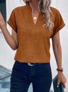 EMERY ROSE Áo cánh dơi cổ chữ V tay ngắn dáng rộng thoải mái cho nữ mùa hè - trái cam - Xem 3