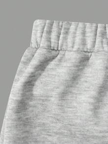 SHEIN Sparklyn 2pcs/Set Teen Girl Casual All-Match Versatile Thick Thermal Lined Loose Wide Leg Sweatpants For Daily Home Wear, Autumn/Winter Fall - Black - View 4