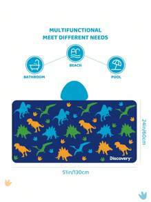 Discovery X SHEIN Toalla de baño con capucha azul con diseño de dinosaurio de dibujos animados para bebé, súper absorbente de microfibra, cálida y sin pelusa, adecuada para niños de 2 a 6 años, versátil para bañarse, nadar, playa, baño