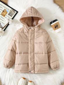 SHEIN 儿童男童休闲舒适百搭连帽冬季外套、绗缝大衣