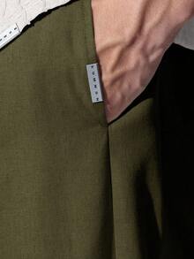 SUMWON 阔腿亚麻混纺抽绳裤休闲夏季长裤舒适直筒剪裁宽松宽松度假海滩休闲裤度假日常休闲裤 - 橄欖綠 - 查看 6