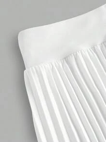 Girlism 青少年女孩运动紧身裤，带褶裙罩层，白色褶裙 - 白色 - 查看 3