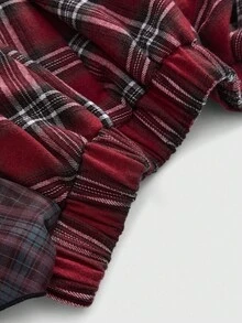 ROMWE Grunge Punk 垃圾摇滚复古坏蛋做旧美式格子拼接不对称下摆加大码女式半身裙 - 彩色 - 查看 3