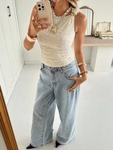 Siren Gaze Women's Solid Color Round Neck Sleeveless Oblique Shoulder Fashion Textured Fabric Tank Top, Gold Top, Open Back Strap Design, Fall Clothes For Women, Clothes For Women, Party Top, Wedding Party Top, Going Out Tops, Elegant Top For Women, Chic Women's Tops, Elegant And Fashionable Top, Summer Casual - Apricot - View 6