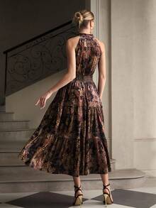 ZEYLAH 女式全印花网眼拼布无袖中长连衣裙 - 彩色 - 查看 3