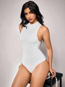 SHEIN 女士纯色无袖无缝紧身衣 - 白色 - 查看 3