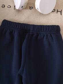 SHEIN 男婴休闲拼色圆领卫衣和裤子套装，秋季 - 彩色 - 查看 6