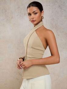 COSMINA Women's Elegant Criss-Cross Halter Neck Camisole, Suitable For Spring/Summer Vacation