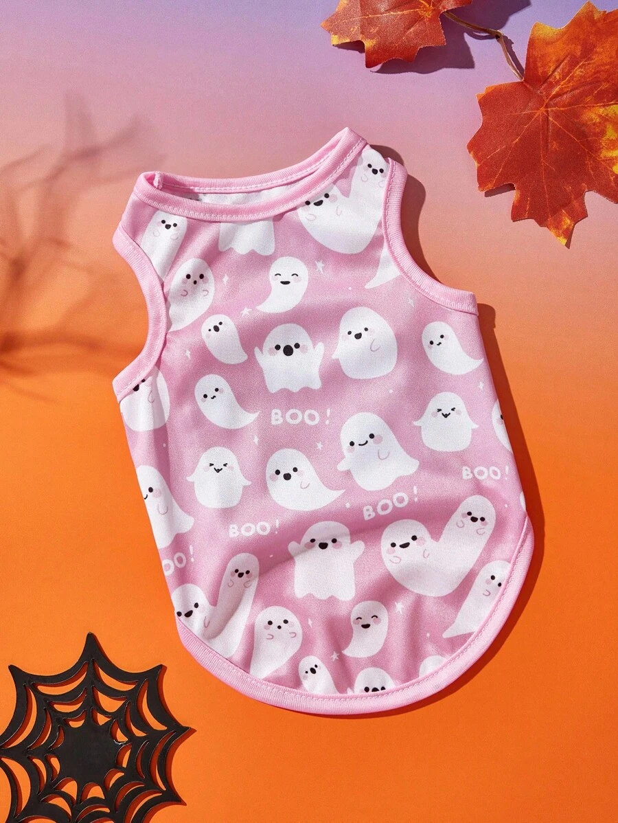 PETSIN 1 Áo ba lỗ in chữ ma Halloween - Nhiều màu - Xem 1