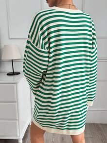 SHEIN Damen Pulloverkleid mit Herz-Streifenmuster