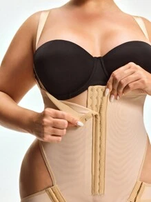 SHAPORA Skin-Colored Slimming Waist Shaping Bodysuit, Comfortable Minimalist Design With Chest Cutout - Apricot - View 5