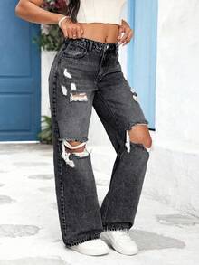 SHEIN ICON 大碼牛仔褲 - 淺灰色 - 查看 3