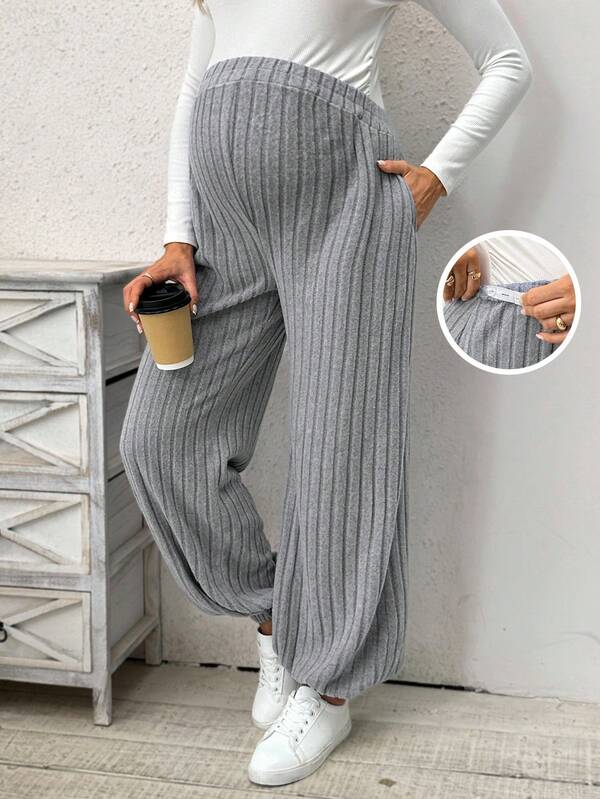 SHEIN Maternity Casual Solid Color Drawstring Sweatpants