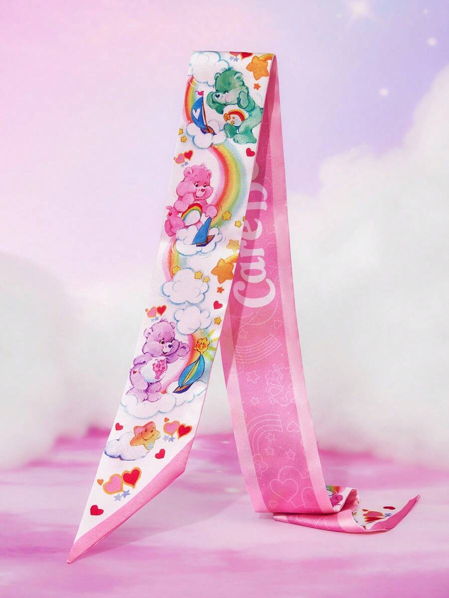SHEIN X Care Bears Fashionable Cute Smooth Satin Soft Pink Rainbow Headband Ribbon, Suitable For Hairstyles, Gift - Multicolor - View 1