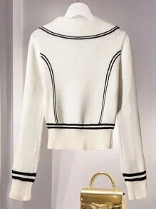 Franclia Women's Regular Sweater With French Style Small Metal Button Decor Fall Winter Cloth For Women