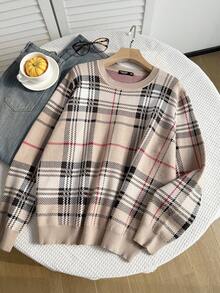 SHEIN EZwear Plus Plaid Pattern Jumper - Multicolor - View 6