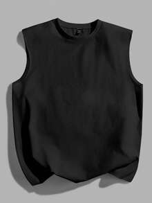 StoneGrade Camiseta de tirantes negra de corte holgado con estampado de lema retro de boxeo americano para hombres - Negro - Ver 3