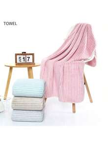 SHEIN Bộ 8 khăn tắm sọc, chất liệu vải nỉ san hô kiểu dáng đơn giản, nhanh khô và thấm nước, thích hợp dùng cho khăn tắm trong phòng tắm gia đình, khách sạn và tiệm spa - nhiều màu - Xem 7