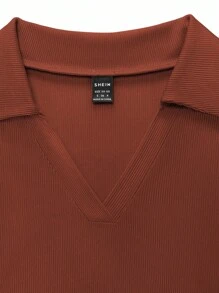 Qadelle Solid Color Pleated Ribbed Slim Fit Casual Long Sleeve T-Shirt Fall Cloth For Women - Multicolor - View 6